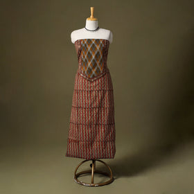 Red Bagru Print Cotton Unstitched Kurta Material