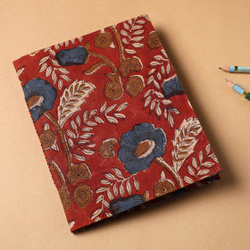 Red Bagru Fabric Cover Handmade Paper Notebook