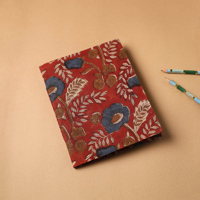 Red Bagru Fabric Cover Handmade Paper Notebook