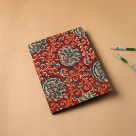 Red Bagru Fabric Cover Handmade Paper Notebook
