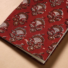 Red Bagru Fabric Cover Handmade Paper Notebook (9 x 7 in)
