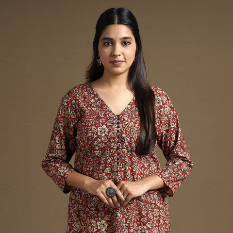 Buy Bagru Hand Block Printed Cotton Long Kurta Online at iTokri.com