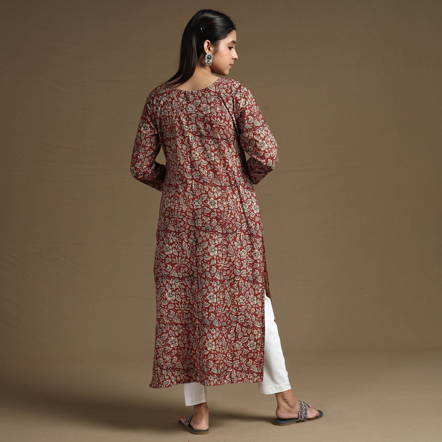Buy Bagru Hand Block Printed Cotton Long Kurta Online at iTokri.com
