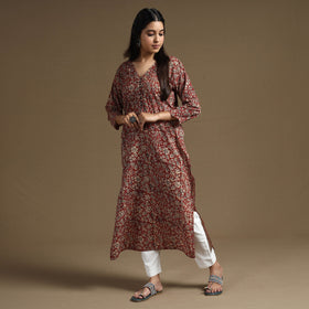 Buy Bagru Hand Block Printed Cotton Long Kurta Online at iTokri.com