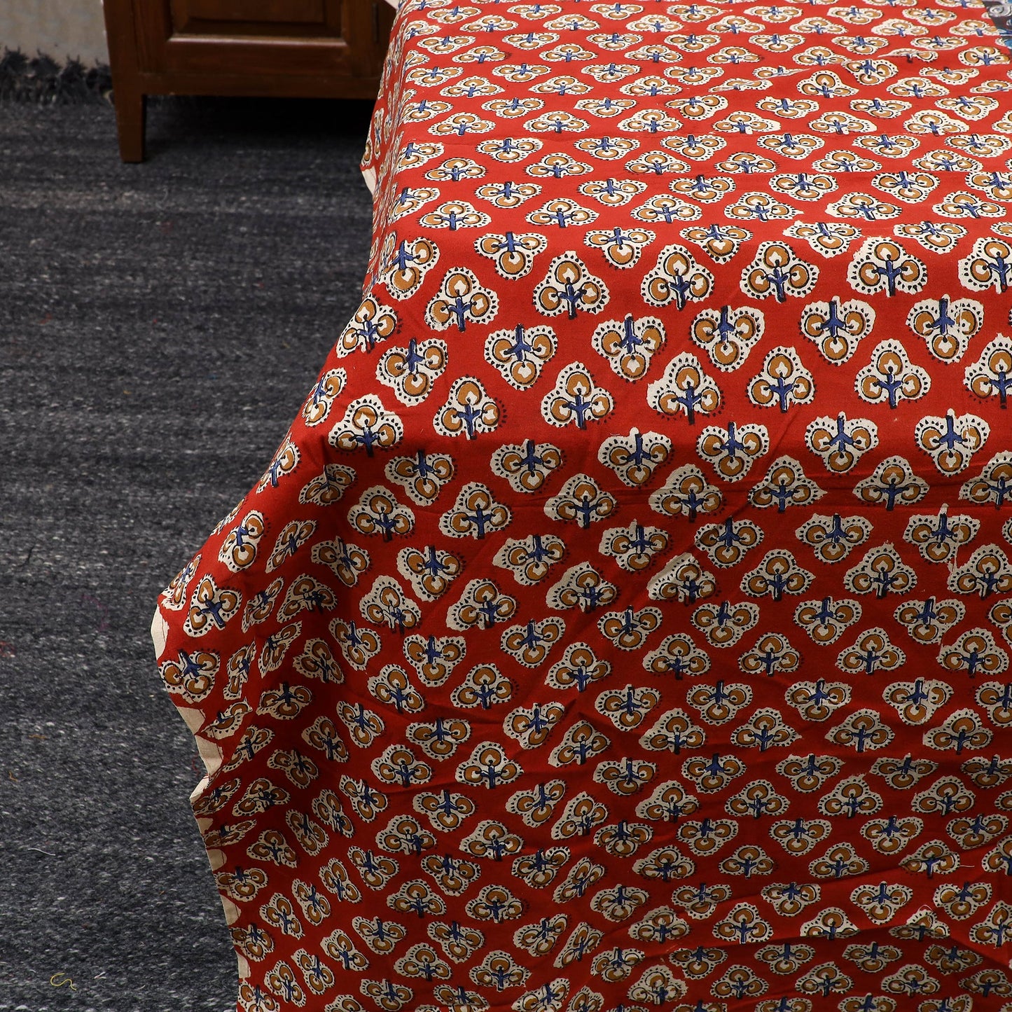 Buy Bagru Print with Kalamkari Patch Cotton Bedsheet Set