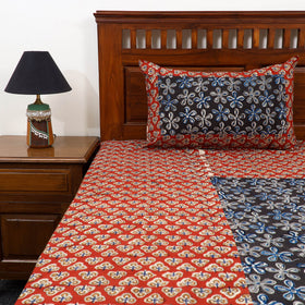 Buy Bagru Print with Kalamkari Patch Cotton Bedsheet Set