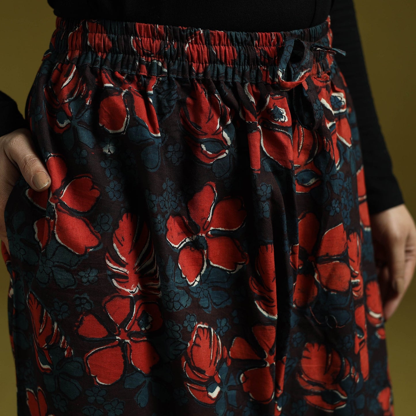 Red - bagru natural dyed cotton harem pant 18 - handcrafted