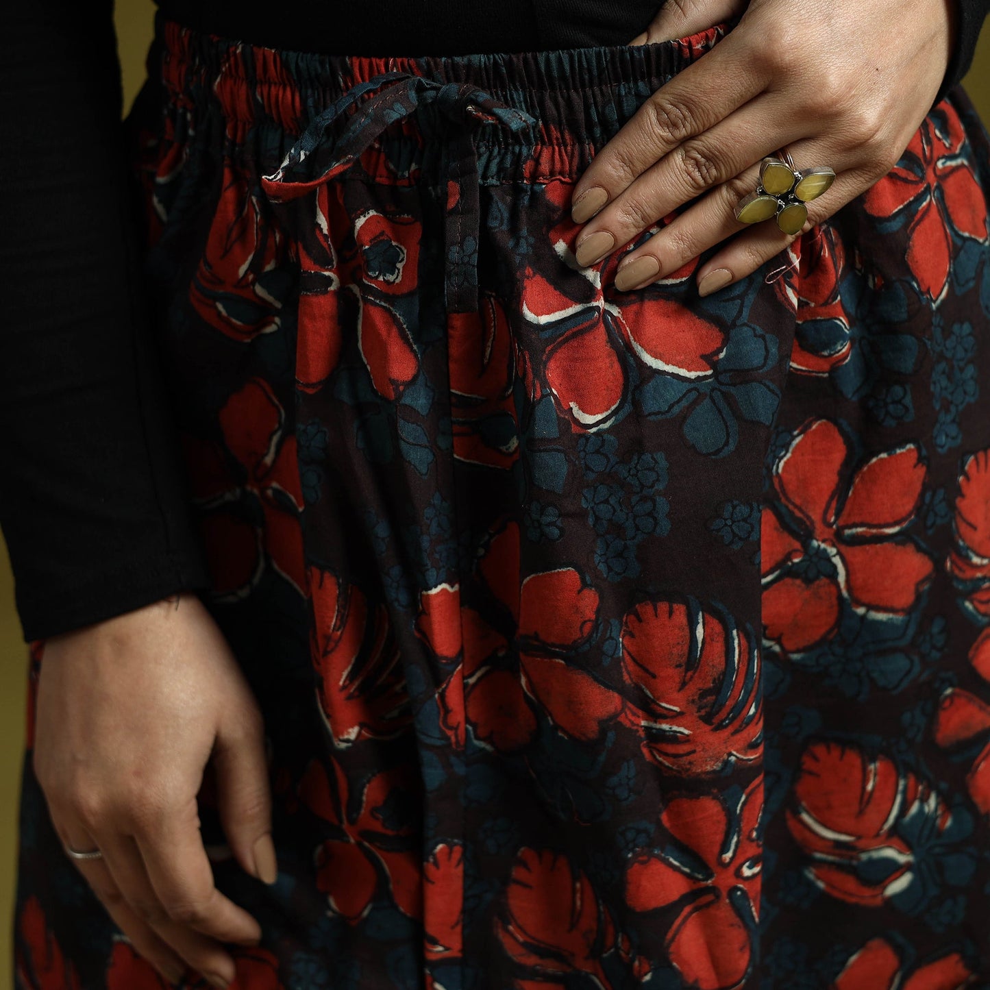 Red - bagru natural dyed cotton harem pant 18 - handcrafted