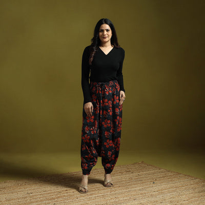 Red - bagru natural dyed cotton harem pant 18 - handcrafted