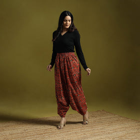 Red - bagru natural dyed cotton harem pant 19 - handcrafted