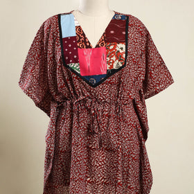 Red - bagh patchwork cotton kaftan (short) 38 - handcrafted