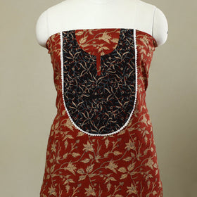 Buy Red Bagru Print Patchwork Cotton Kurta Material