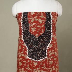 Buy Red Bagru Print Patchwork Cotton Kurta Material