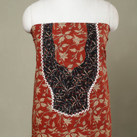 Buy Red Bagru Print Patchwork Cotton Kurta Material