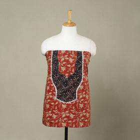 Buy Red Bagru Print Patchwork Cotton Kurta Material
