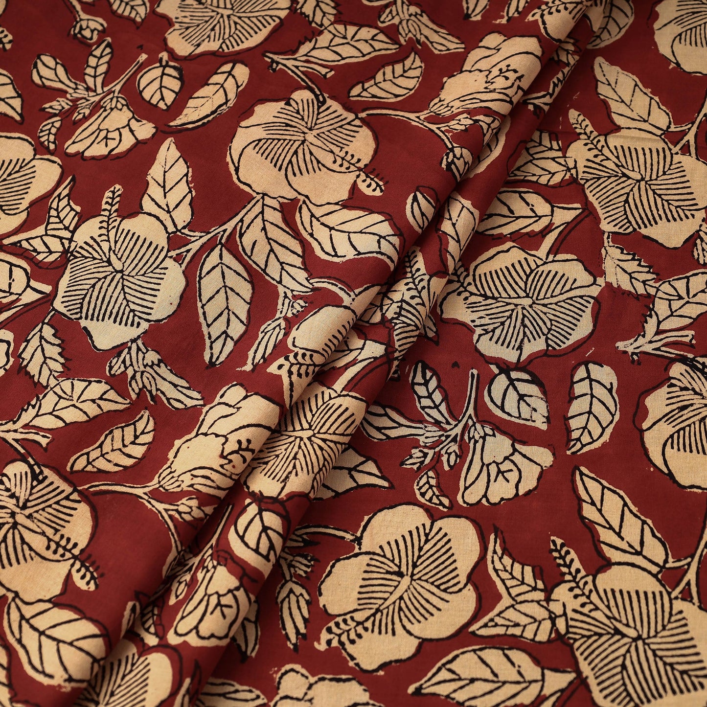 Red Bagru Block Printed Cotton Fabric 