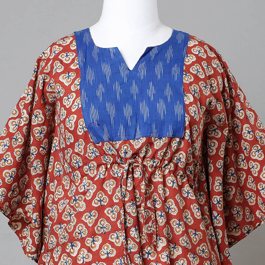 Buy Bagru Block Printed Cotton Kaftan with Tie-Up Waist Online at iTokri.com