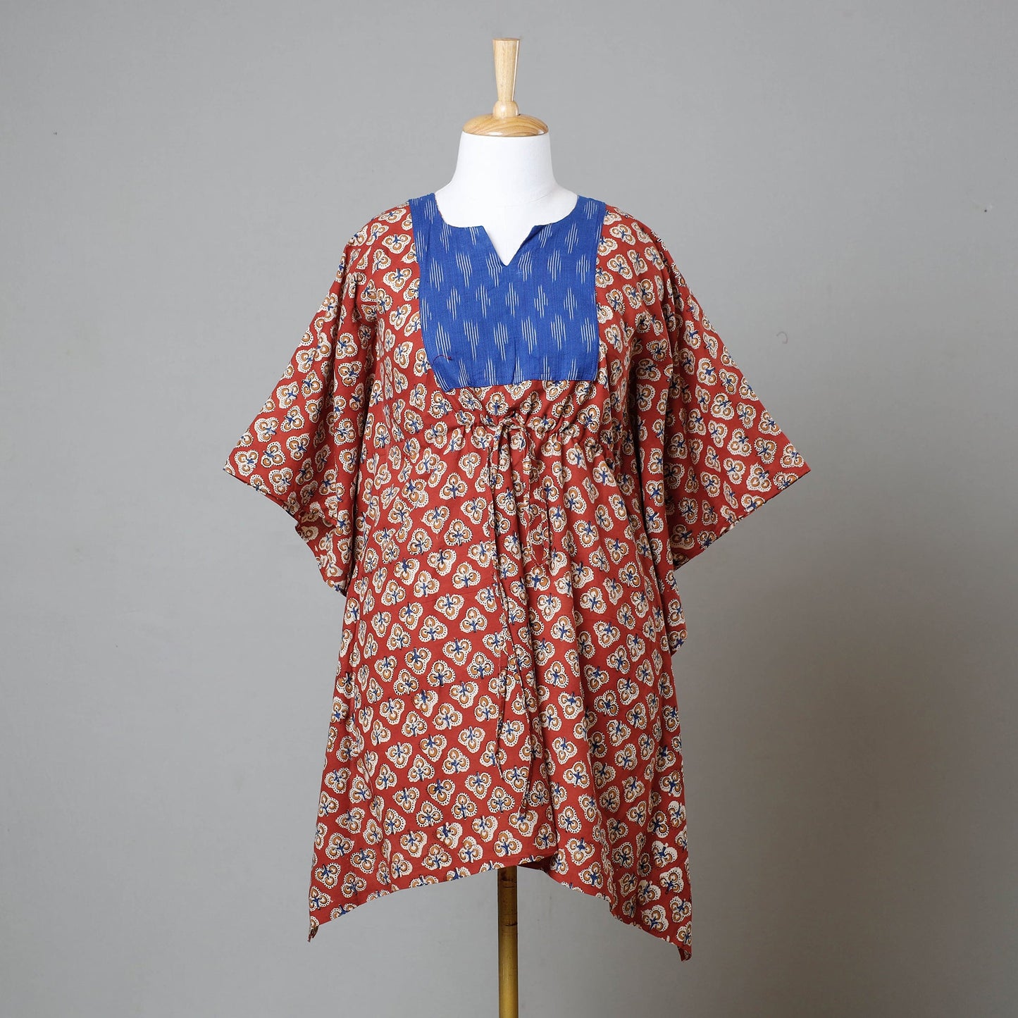 Buy Bagru Block Printed Cotton Kaftan with Tie-Up Waist Online at iTokri.com