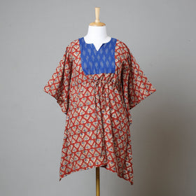 Buy Bagru Block Printed Cotton Kaftan with Tie-Up Waist Online at iTokri.com