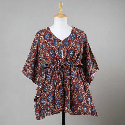  Bagru Block Printed Cotton Kaftan with Tie-Up Waist (Short) 