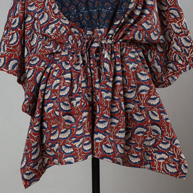 Buy Red Bagru Block Printed Cotton Kaftan with Tie-Up Waist