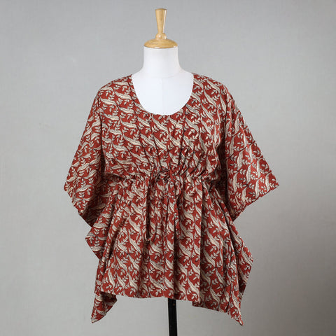  Bagru Block Printed Cotton Kaftan with Tie-Up Waist (Short) 