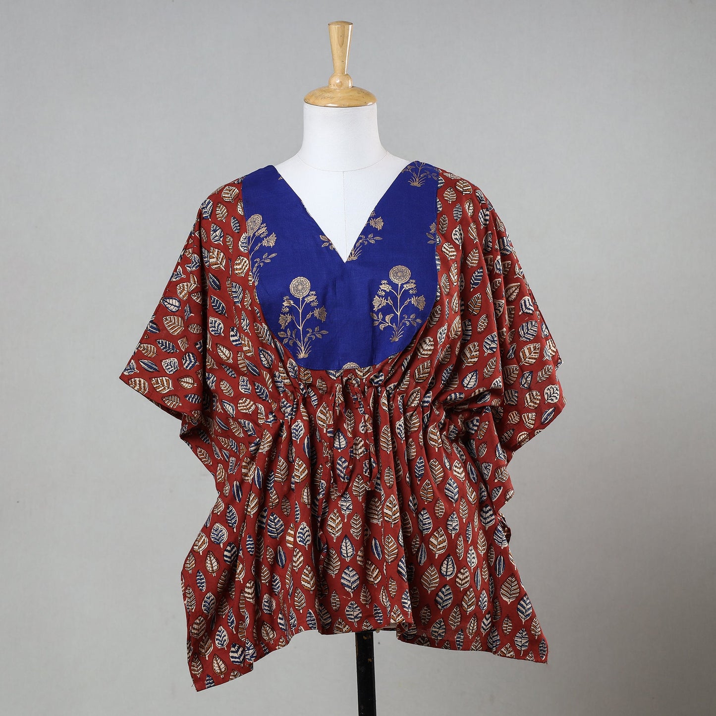 Buy Bagru Block Printed Cotton Kaftan with Tie-Up Waist (Short) Online at iTokri.com