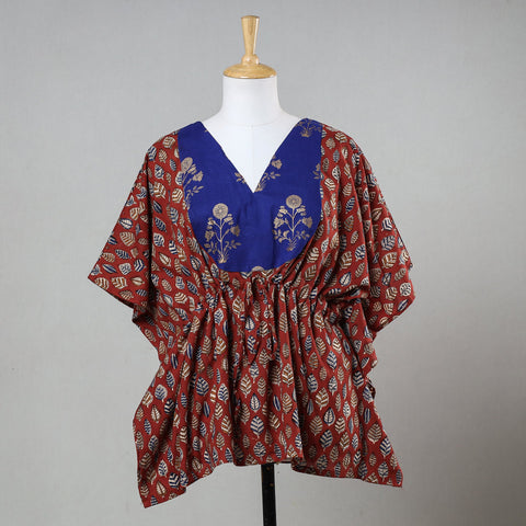 Buy Bagru Block Printed Cotton Kaftan with Tie-Up Waist (Short) Online at iTokri.com