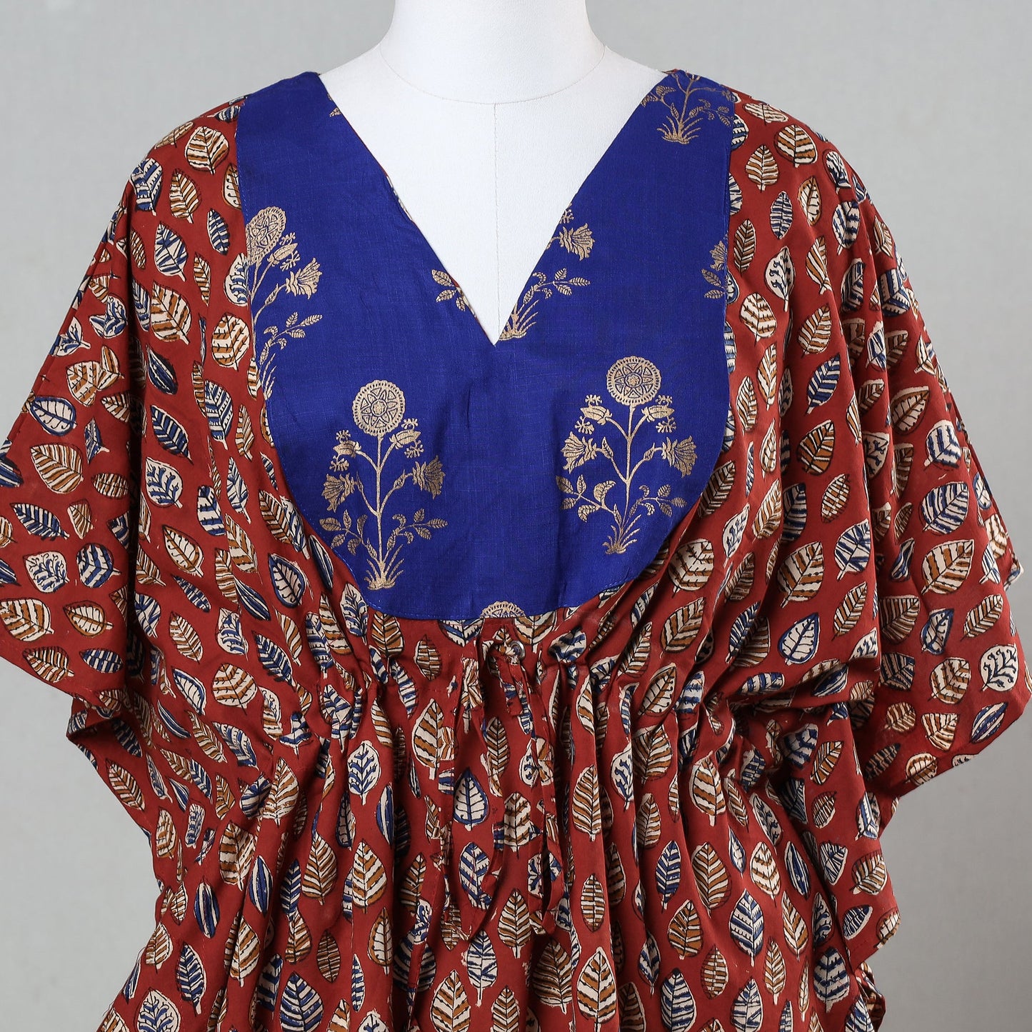 Buy Bagru Block Printed Cotton Kaftan with Tie-Up Waist (Short) Online at iTokri.com