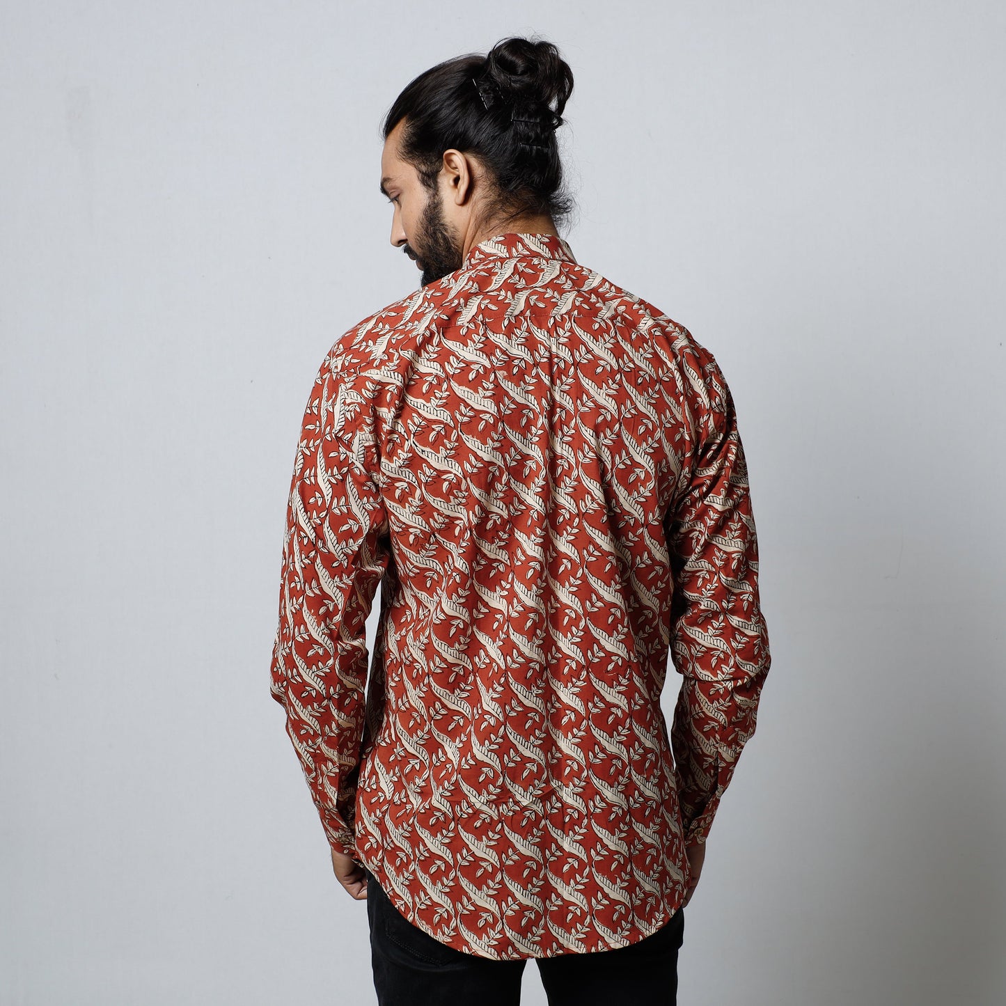  Bagru Block Printed Cotton Men Full Sleeve Shirt 