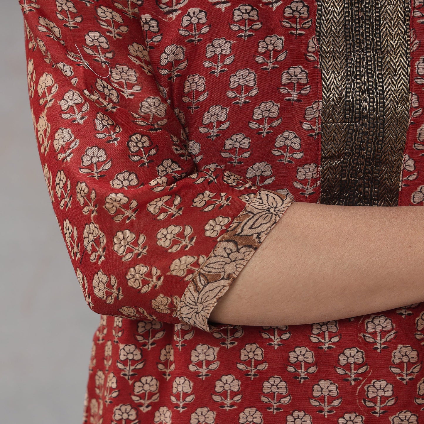 Red - bagru printing maheshwari silk kurta with palazzo &