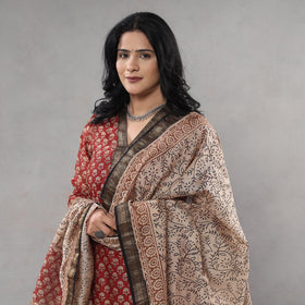 Red - bagru printing maheshwari silk kurta with palazzo &