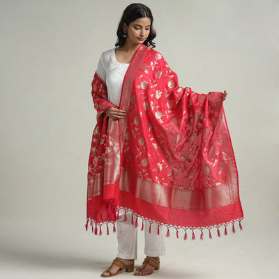 Buy  Banarasi Semi Silk Zari Jaal Dupatta with Tassels 13 Online l iTokri.com