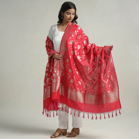 Buy  Banarasi Semi Silk Zari Jaal Dupatta with Tassels 13 Online l iTokri.com