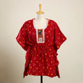 Buy Red Bandhani Cotton Kaftan with Desert Embroidery