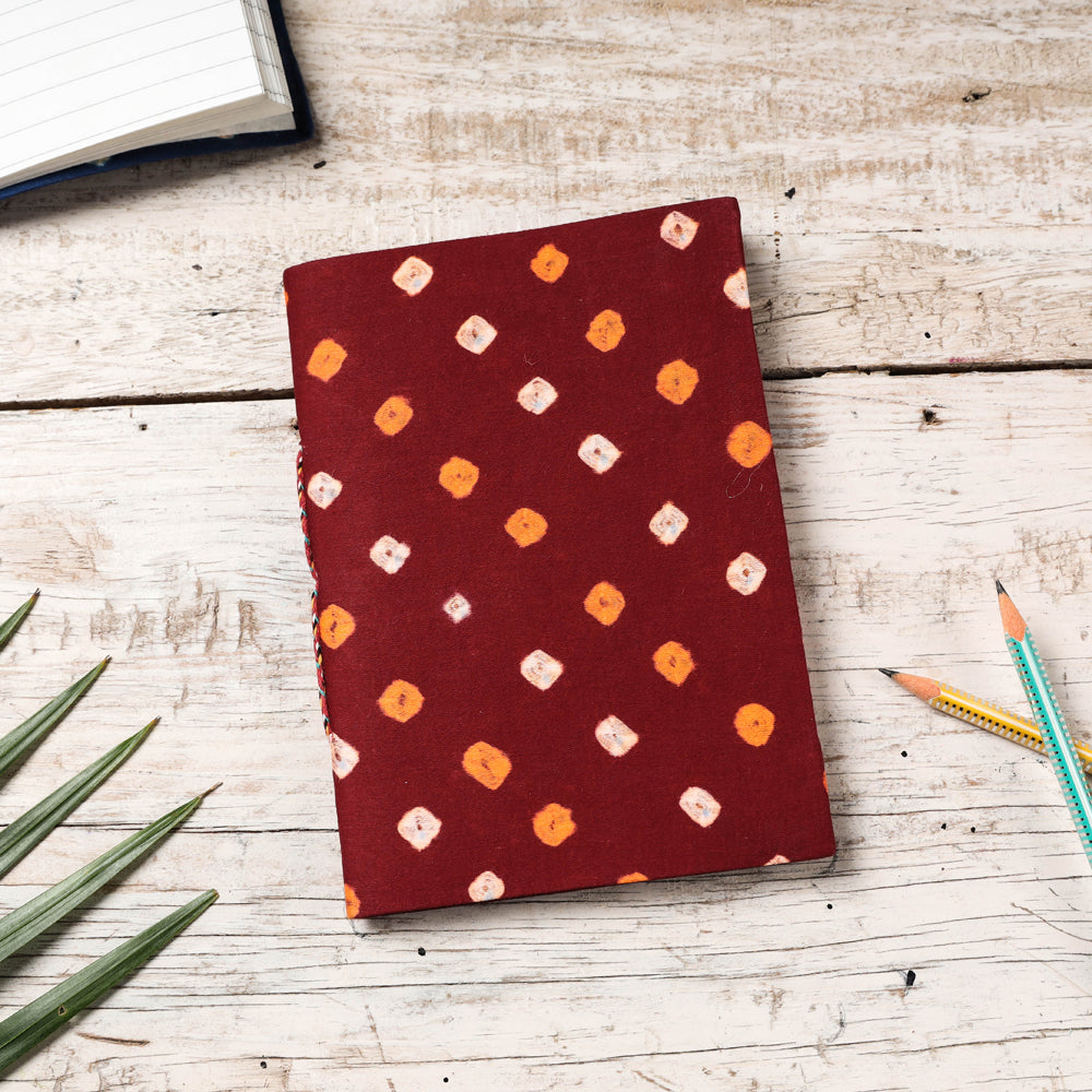 Red Bandhani Cover Handmade Paper Notebook 