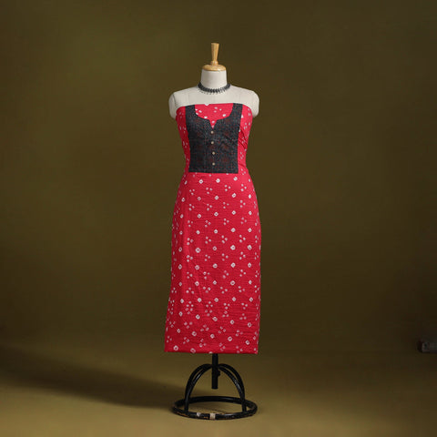 Bandhani patchwork cotton unstitched kurta material (3m) 02