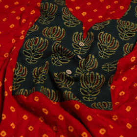 Bandhani patchwork cotton unstitched kurta material (3m) 13