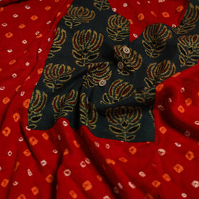 Bandhani patchwork cotton unstitched kurta material (3m) 17