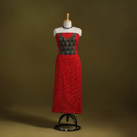 Bandhani patchwork cotton unstitched kurta material (3m) 17