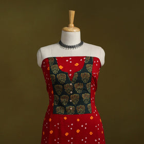 Bandhani patchwork cotton unstitched kurta material (3m) 21