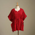 Red - bandhani tie & dye cotton kaftan (short) 48