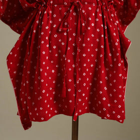 Red - bandhani tie & dye cotton kaftan (short) 48
