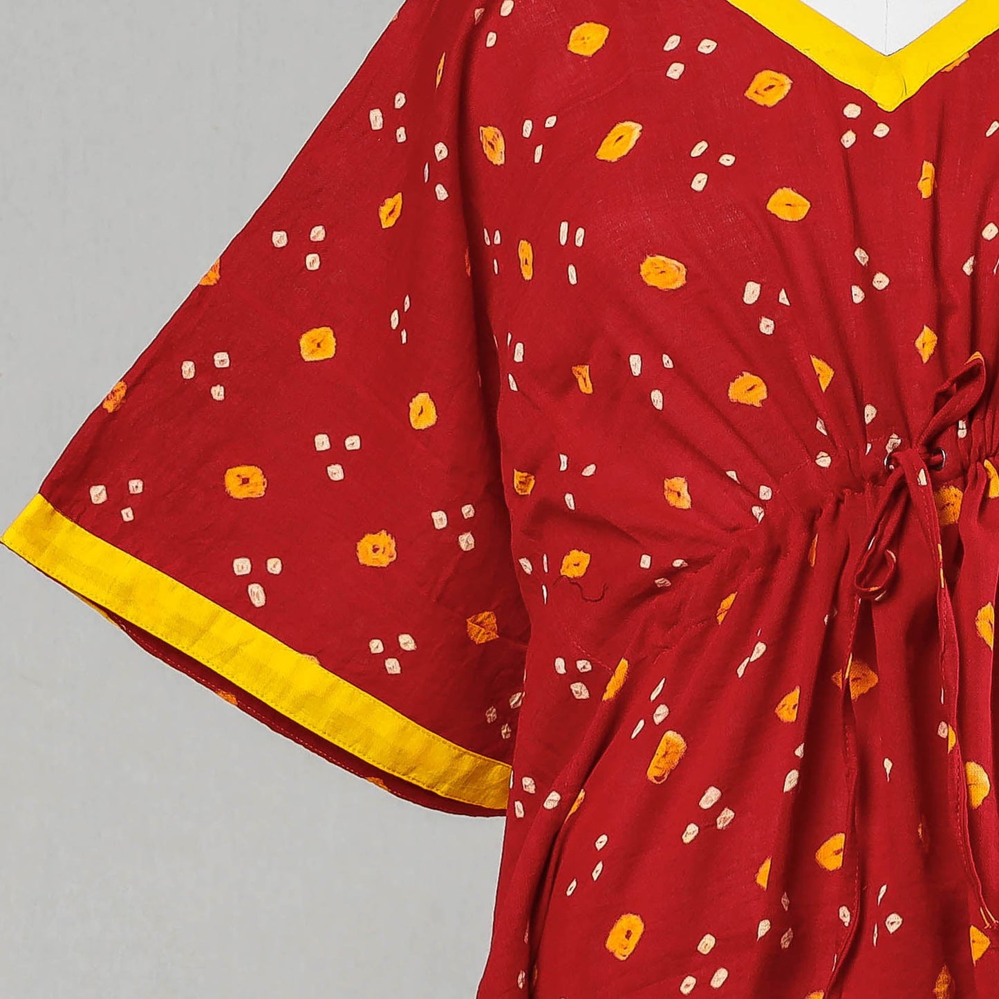  Bandhani Tie-Dye Cotton Kaftan with Tie-Up Waist 