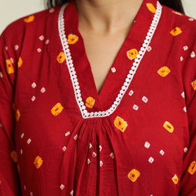 Buy Bandhani Tie-Dye Cotton A-Line Kurta for Women