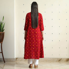 Buy Bandhani Tie-Dye Cotton A-Line Kurta for Women