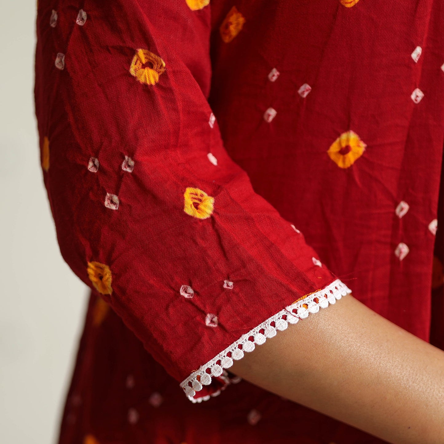 Buy Bandhani Tie-Dye Cotton A-Line Kurta for Women