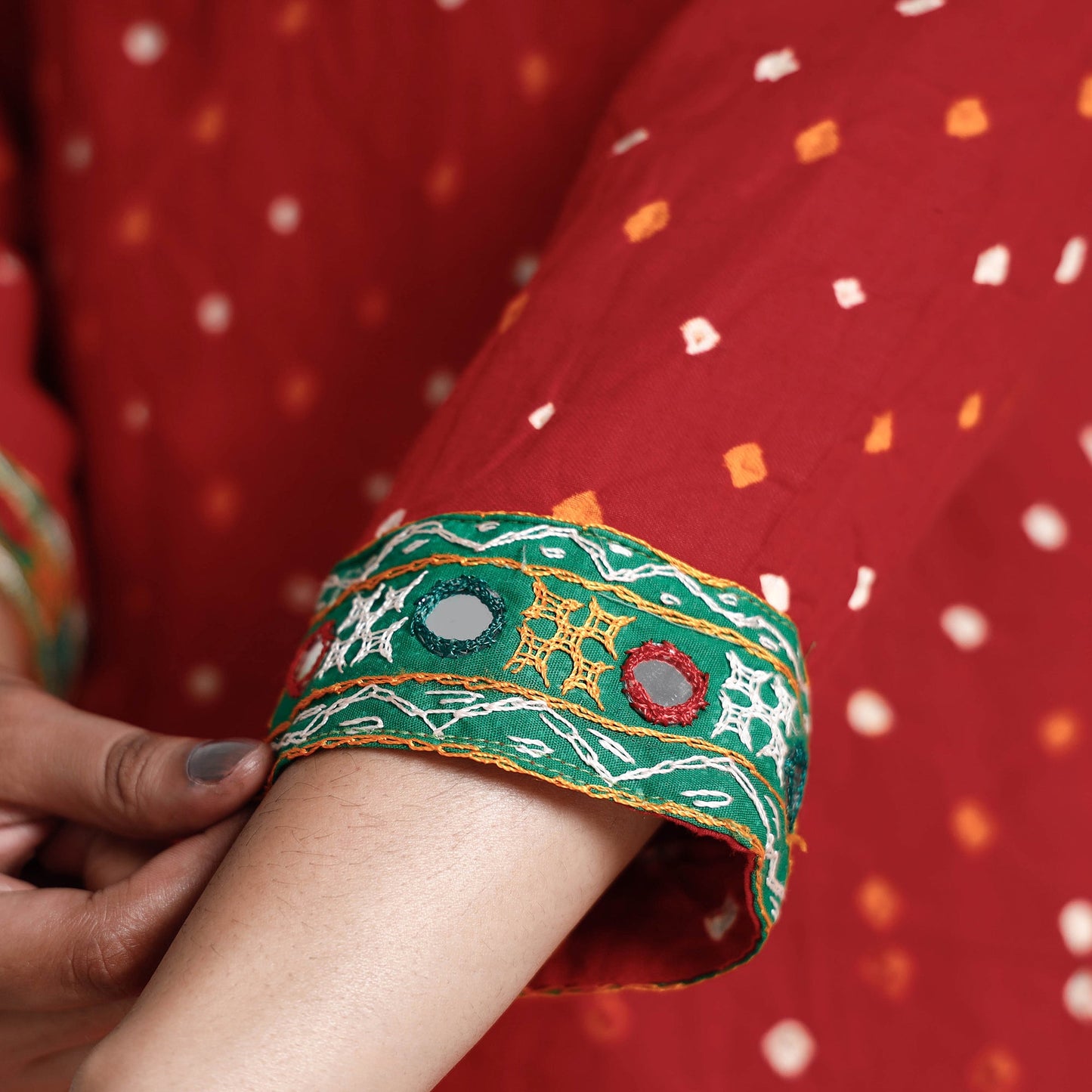 Buy Bandhani Tie-Dye Cotton A-Line Kurta for Women