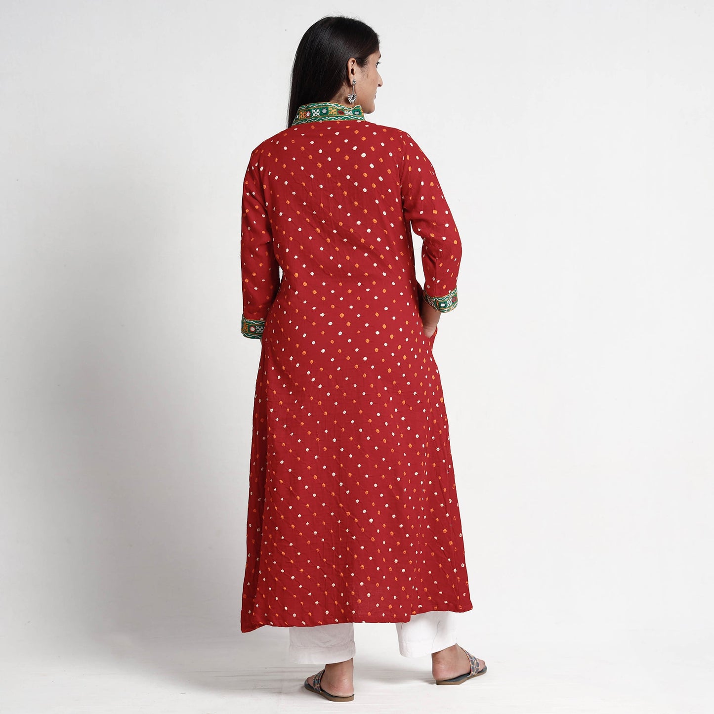 Buy Bandhani Tie-Dye Cotton A-Line Kurta for Women