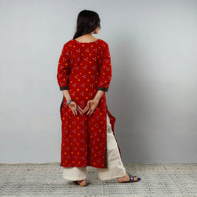  Bandhani Tie-dye Cotton Long Straight Kurta for Women